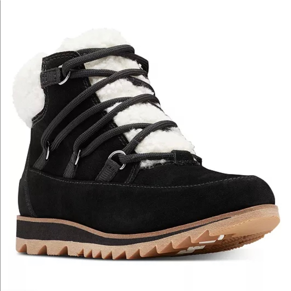 SOREL HARLOW LACE COZY WATERPROOF BLACK SOLE BOOTIE: - Picture 4 of 8